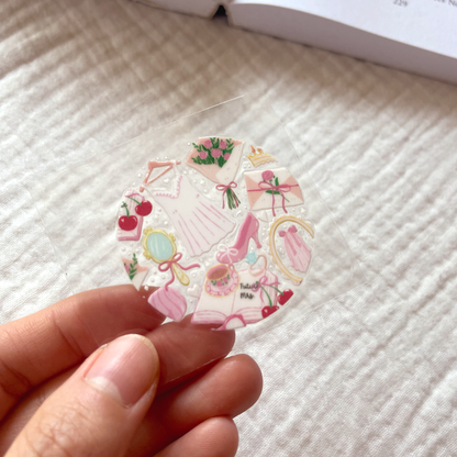 [ Double Sided ] Circle UV DTF Decal | Pink Bachelorette