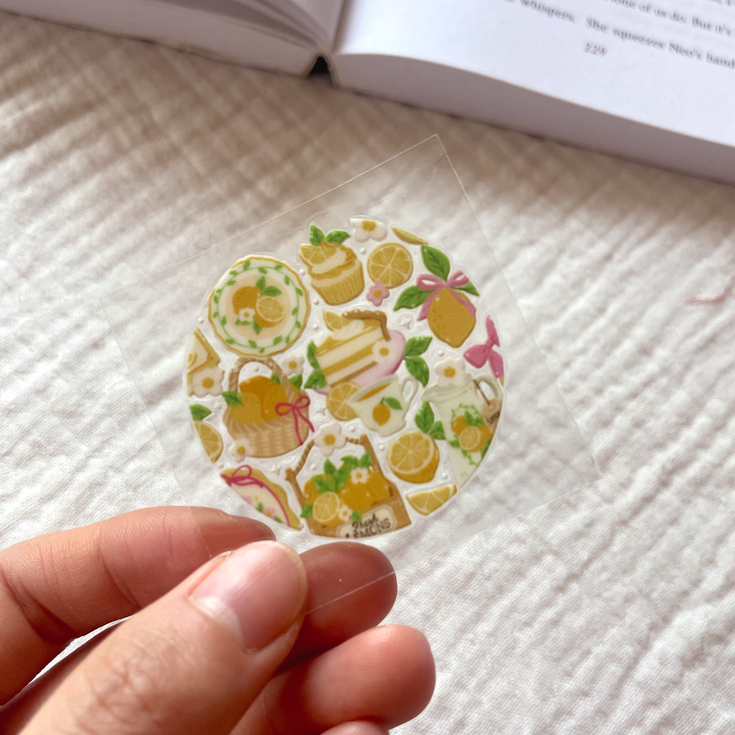 [ Double Sided ] Circle UV DTF Decal | Lemon Love
