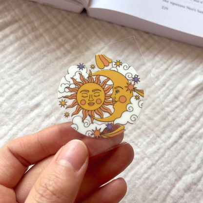 [ Double Sided ] Circle UV DTF Decal | Celestial Sun & Moon