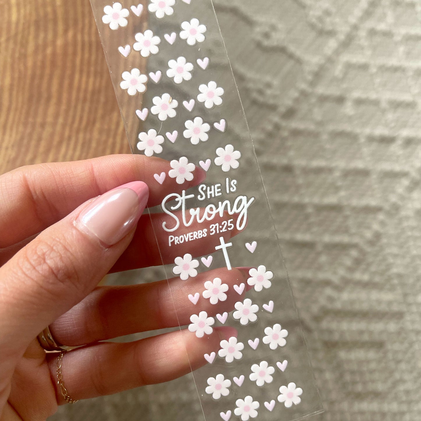 Bookmark UV DTF Decal | She Is Strong Proverbs 31:25