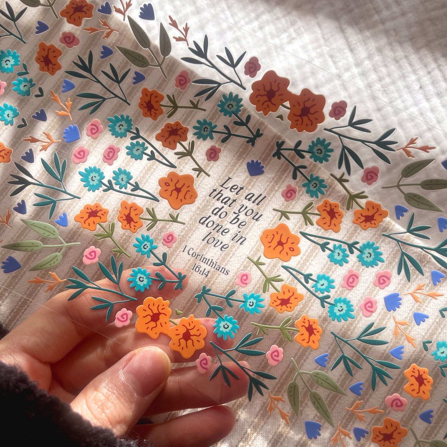 [ Double Sided ] 16oz Cup UV DTF Decal | Let All That You Do Be Done In Love (Bible Verse)