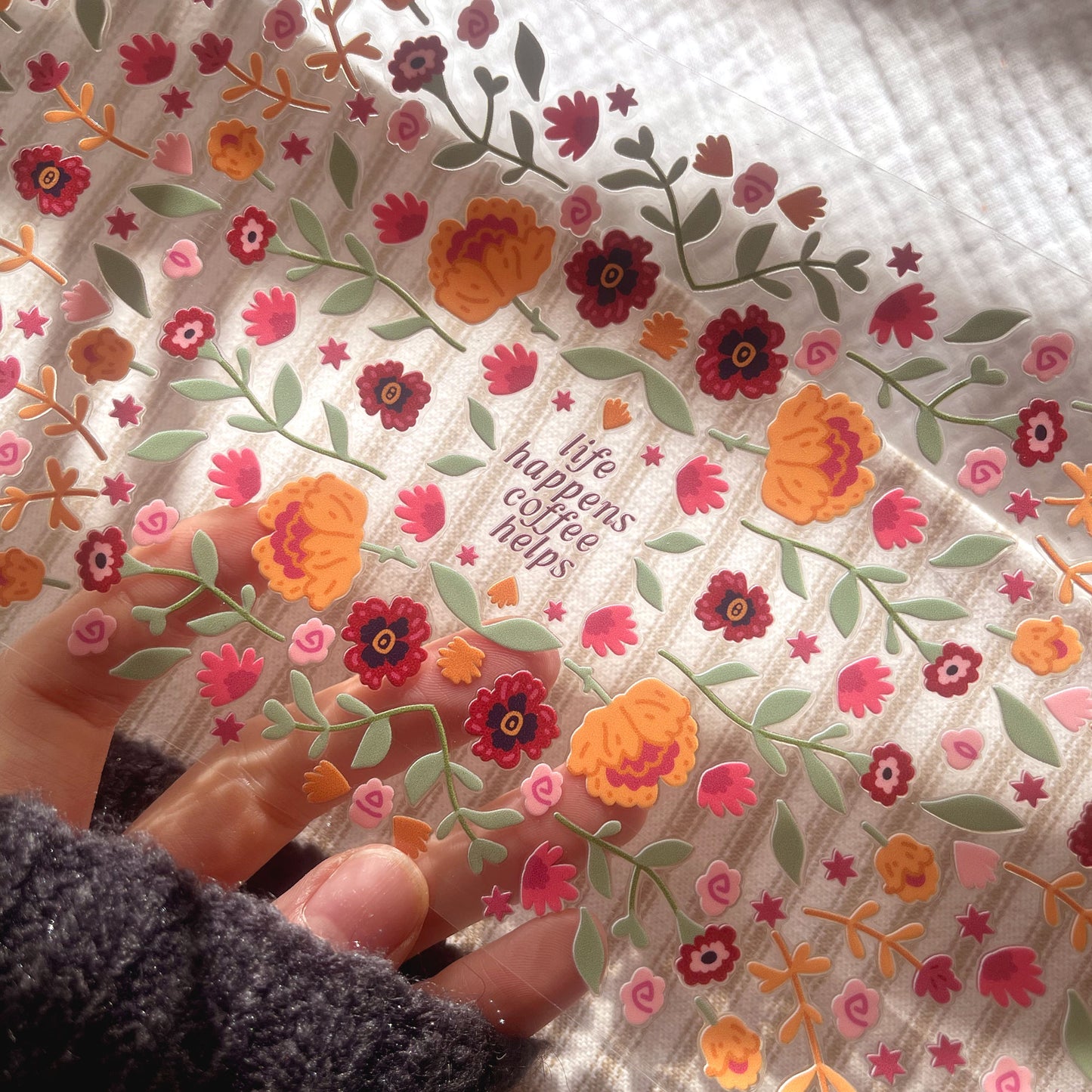 [ Double Sided ] 16oz Cup UV DTF Decal | Life Happens Coffee Helps