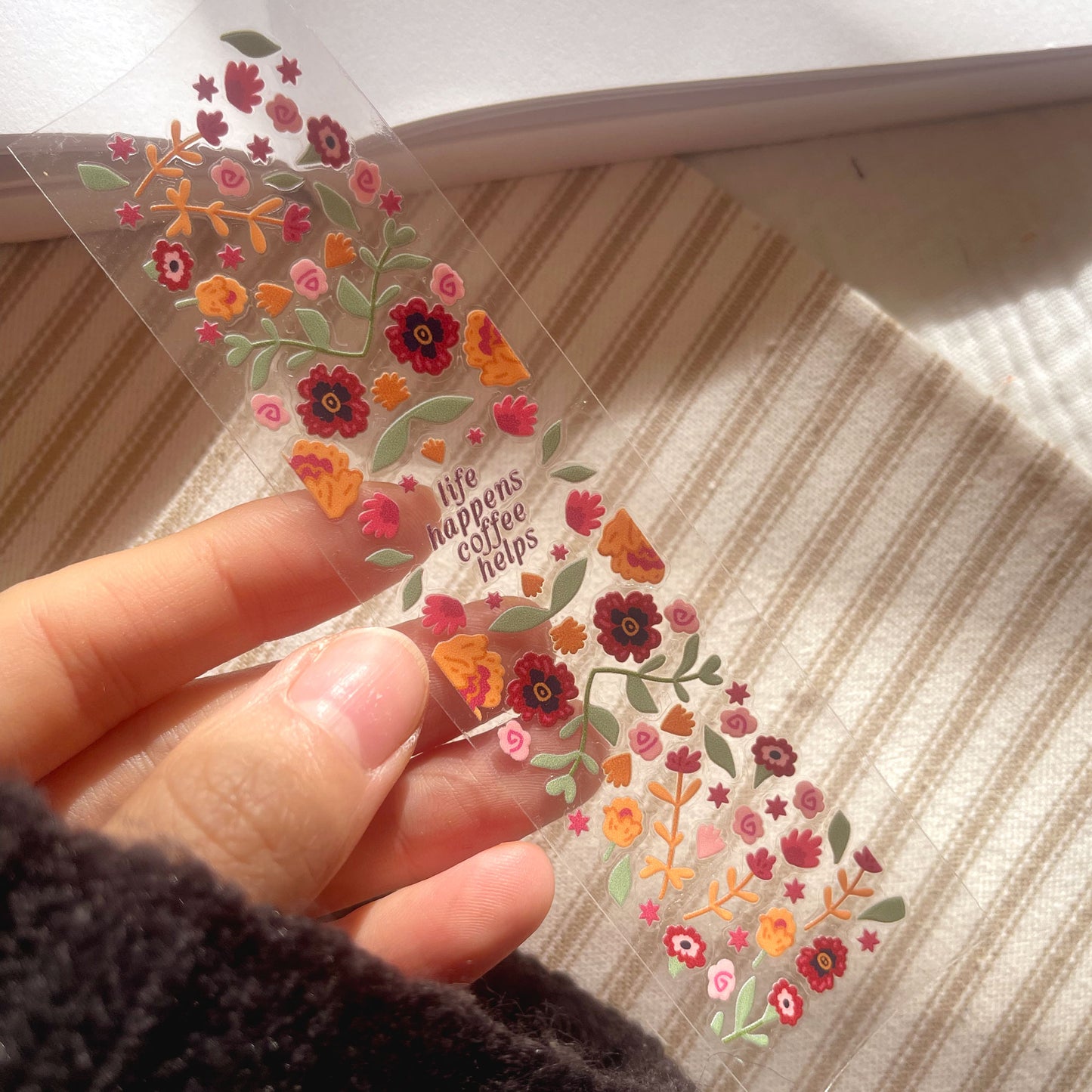 [ Double Sided ] Bookmark UV DTF Decal | Life Happens Coffee Helps