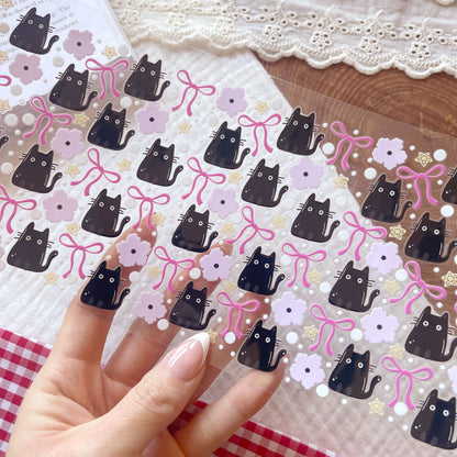 [ Double Sided ] 16oz Cup UV DTF Decal | Kawaii Black Cat 🐾