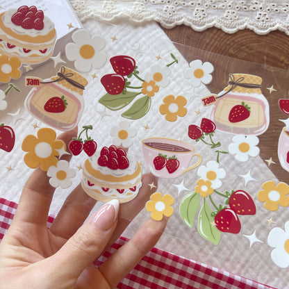 [ Double Sided ] 16oz Cup UV DTF Decal | Spring Strawberry Picnic