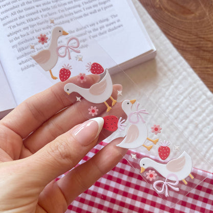 [ Double Sided ] Bookmark UV DTF Decal | Coquette Goose 🦢