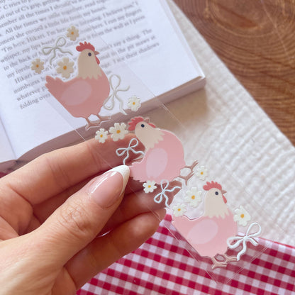 [ Double Sided ] Bookmark UV DTF Decal | Coquette Chicken 💕