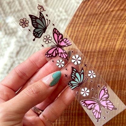 [ Double Sided ] Bookmark UV DTF Decal | Floral Butterfly