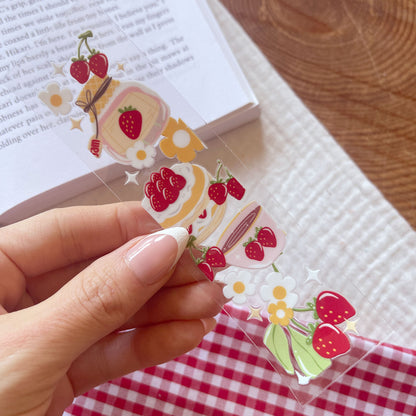 [ Double Sided ] Bookmark UV DTF Decal | Spring Strawberry Picnic