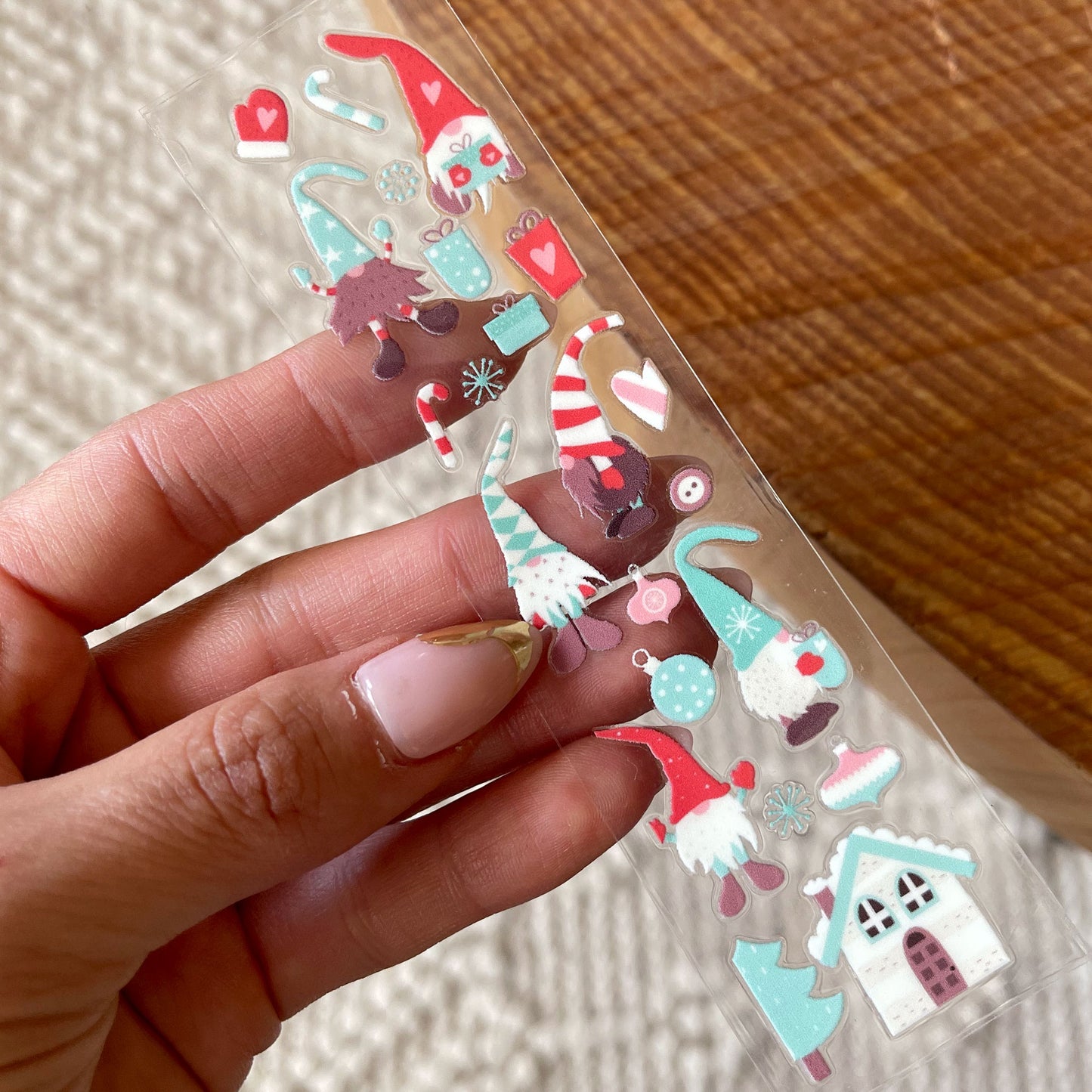 [ Double Sided ] Bookmark UV DTF Decal | Christmas Gnomes