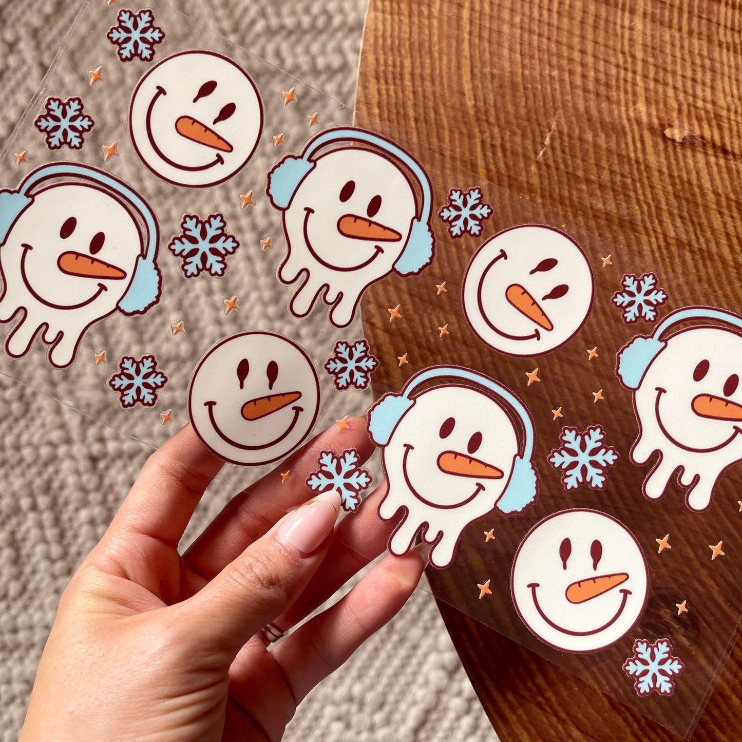 [ Double Sided ] 16oz Christmas Cup Decal  | Snowman Face