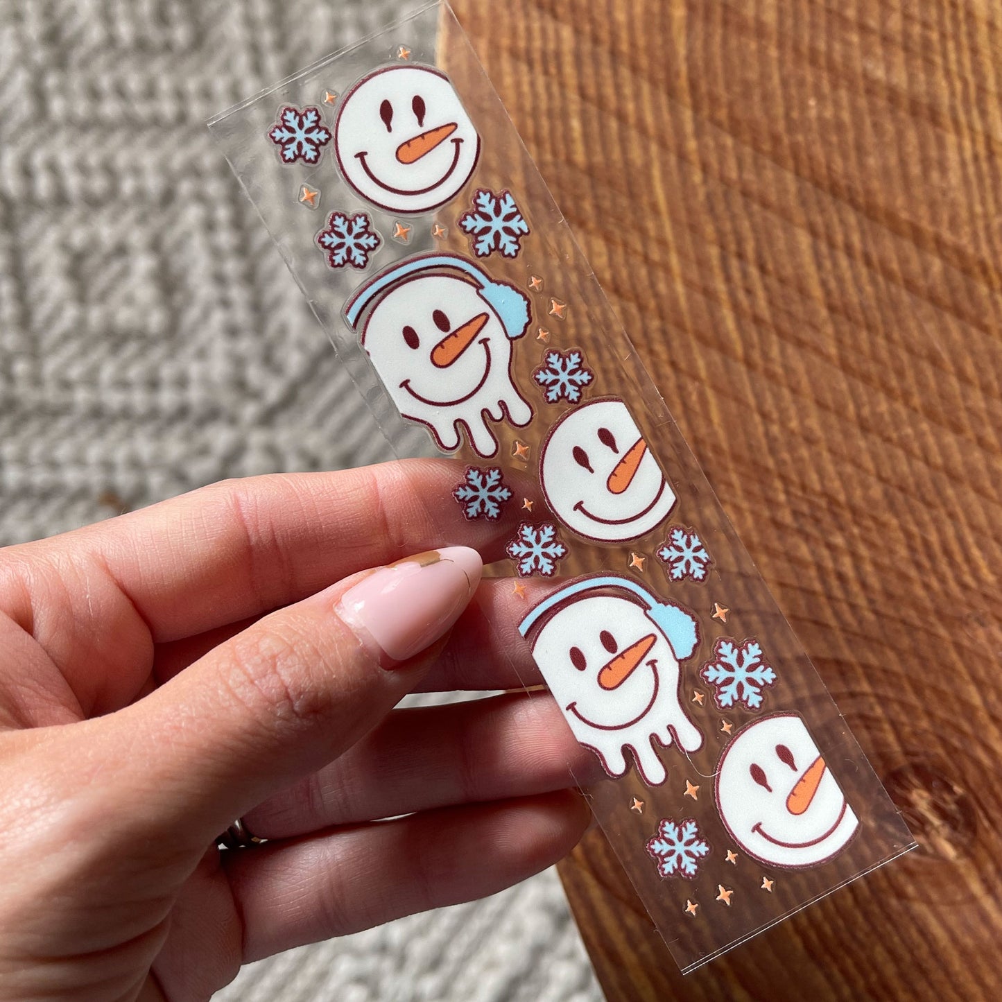 [ Double Sided ] Bookmark UV DTF Decal | Snowman Face