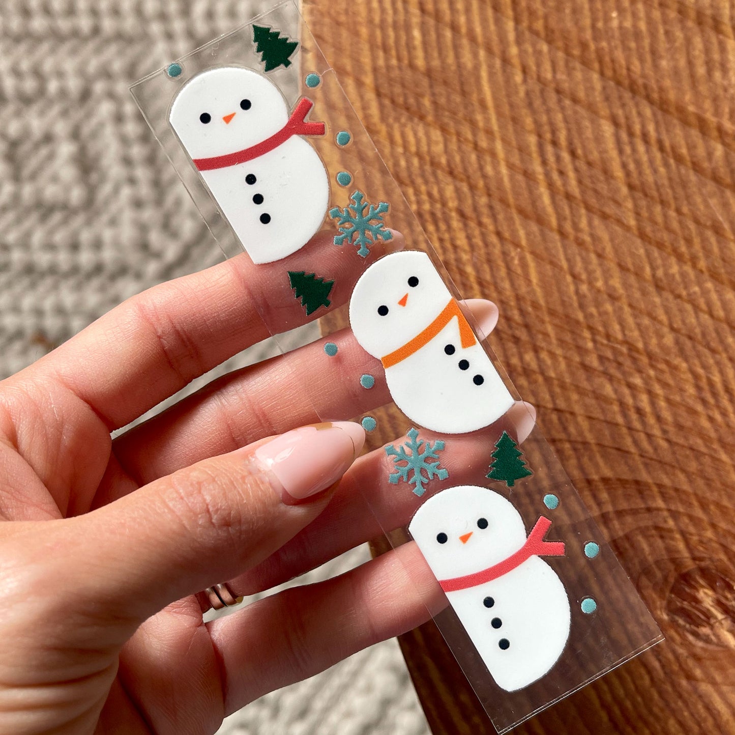 [ Double Sided ] Bookmark UV DTF Decal | Cute Snowman