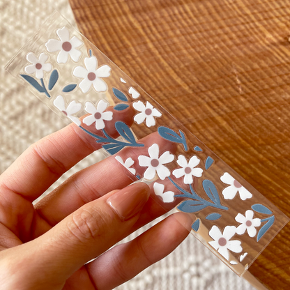 [ Double Sided ] Bookmark UV DTF Decal | White Daisy Field