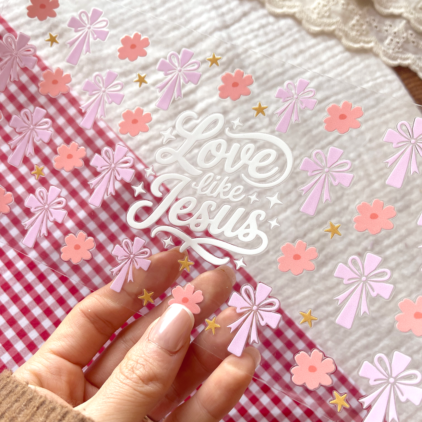 [ Double Sided ] 16oz Cup UV DTF Decal | Love Like Jesus