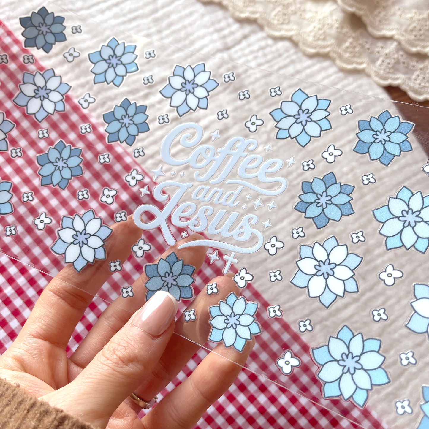 [ Double Sided ] 16oz Cup UV DTF Decal | Coffee and Jesus