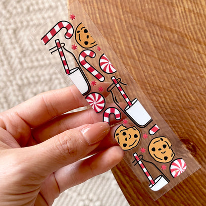 [ Double Sided ] Bookmark UV DTF Decal | Holiday Milk & Cookie