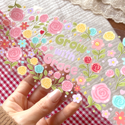 [ Double Sided ] 16oz Cup UV DTF Decal | Grow With Grace