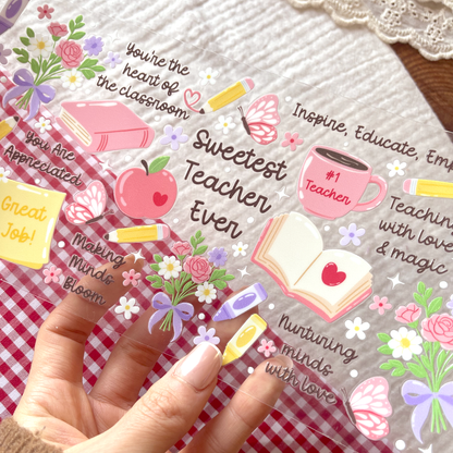 [ Double Sided ] 16oz Cup UV DTF Decal | Best Teacher Affirmation