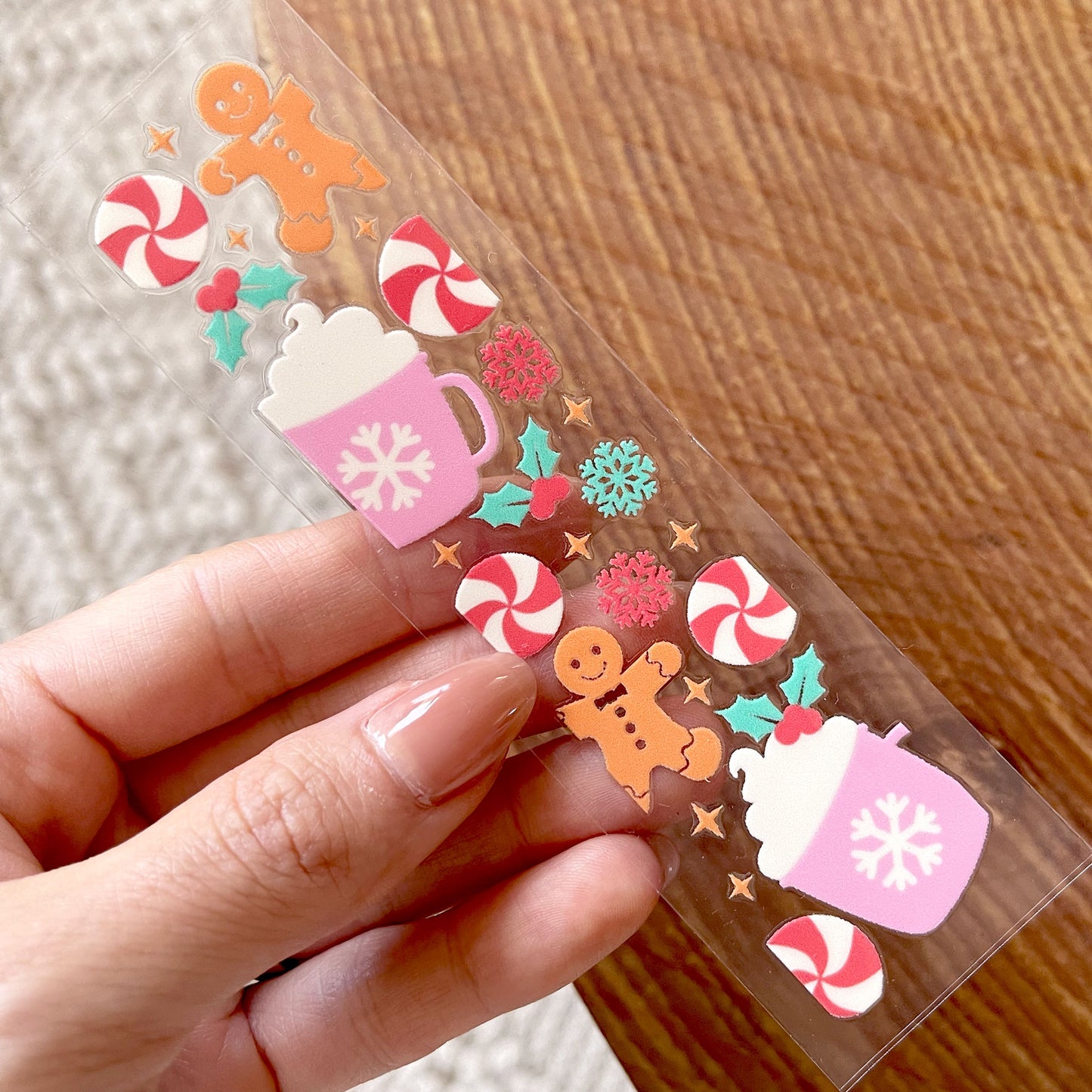 [ Double Sided ] Christmas Bookmark Decal | Gingerbread Man Cafe