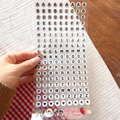 [ Double Sided ] Letter Sticker Sheet | Circle Letter Beads