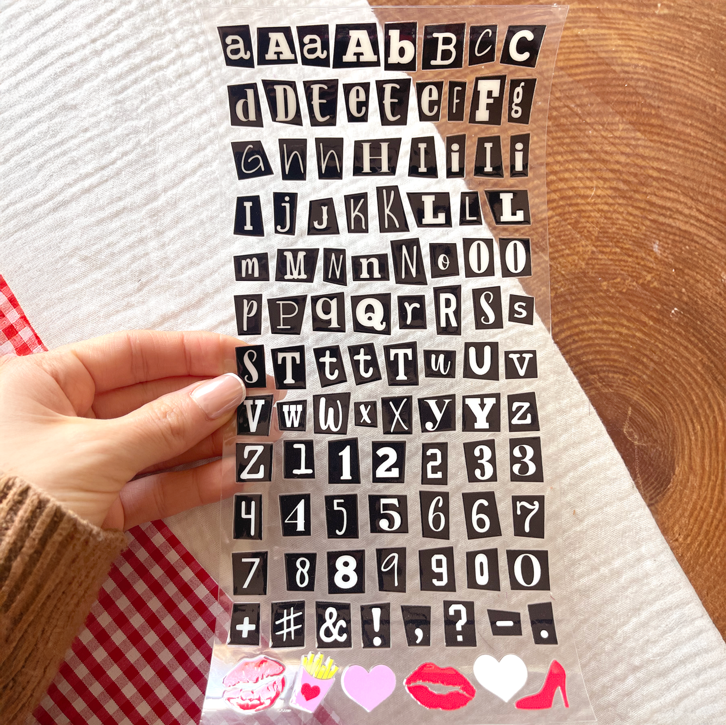 [ Double Sided ] Letter Sticker Sheet | Ransom Letter Black