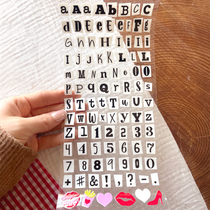 [ Double Sided ] Letter Sticker Sheet | Ransom Letter White