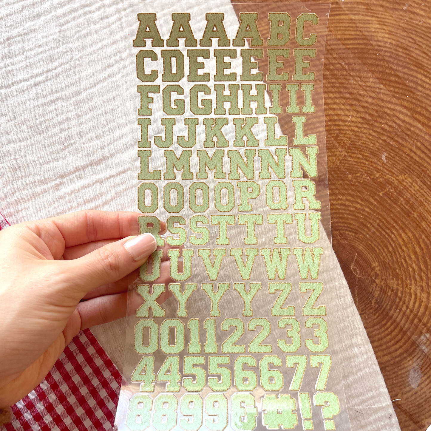 [ Double Sided ] Letter Sticker Sheet | Chenille Letters Lime Green