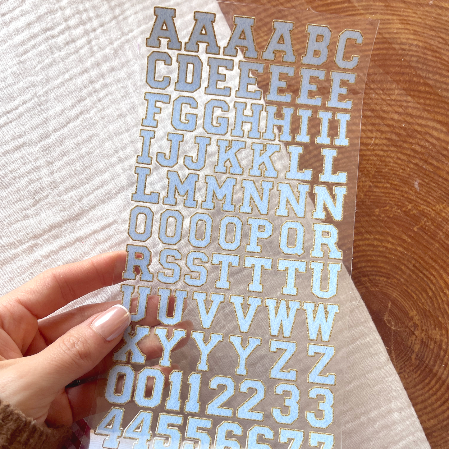 [ Double Sided ] Letter Sticker Sheet | Chenille Letters Aquamarine