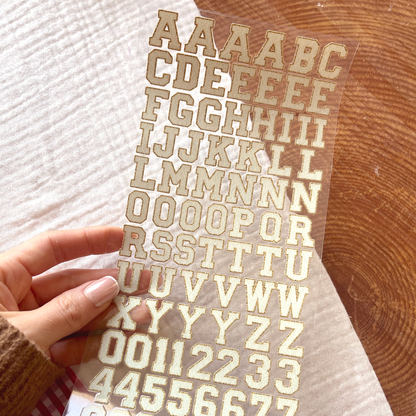 [ Double Sided ] Letter Sticker Sheet | Chenille Letters Cream