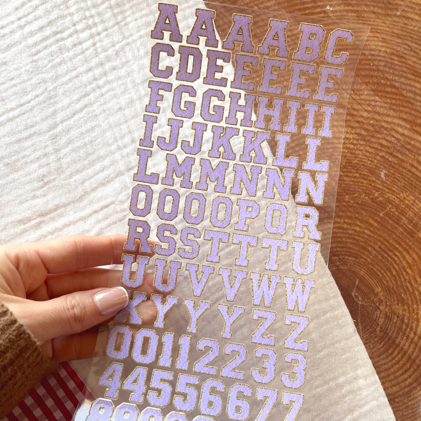 [ Double Sided ] Letter Sticker Sheet | Chenille Letters Lavender