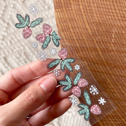 [ Double Sided ] Christmas Bookmark Decal | Winter Pinecone