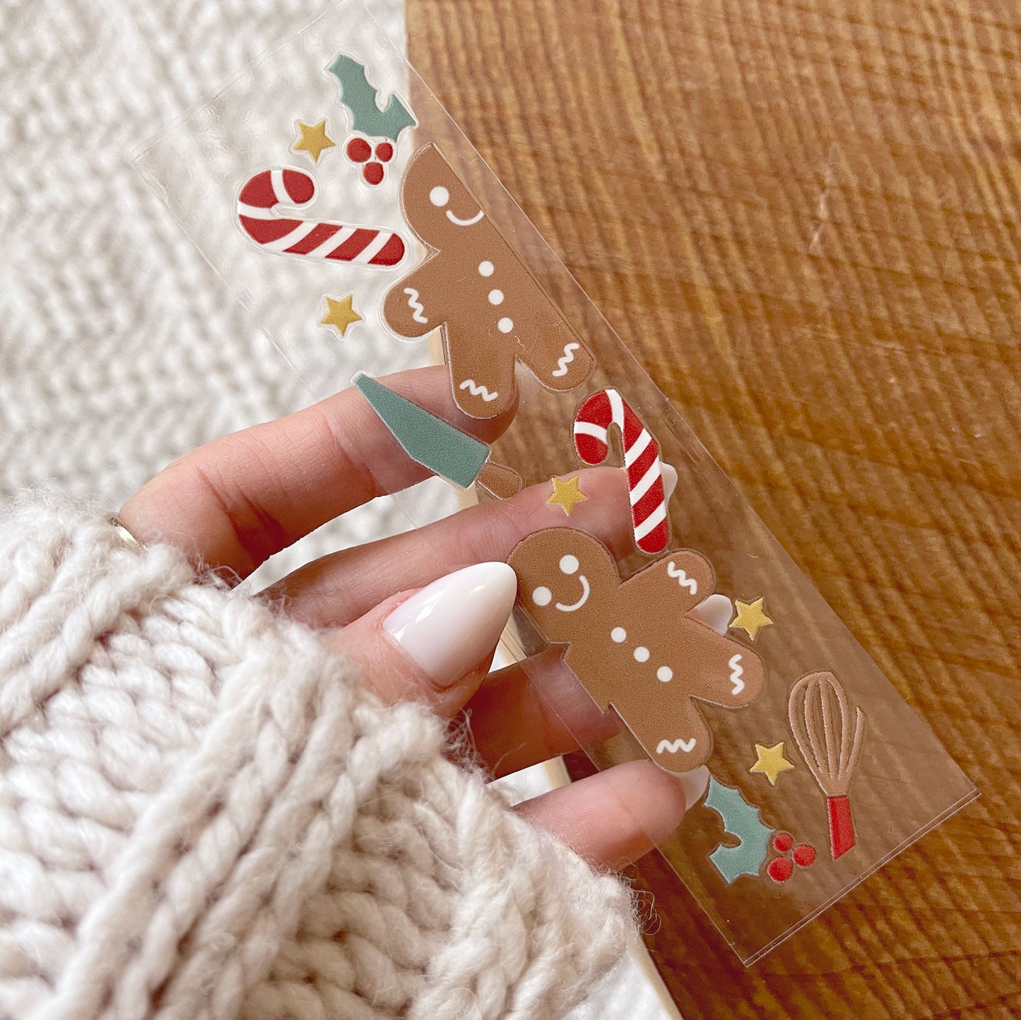 [ Double Sided ] Christmas Bookmark Decal | Gingerbread Man Baking