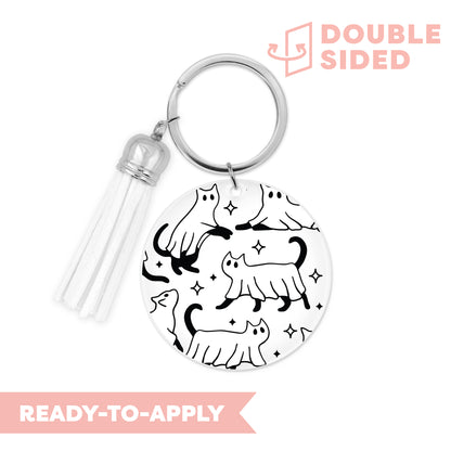 [ Double Sided ] Circle UV DTF Decal | Ghost Kittens