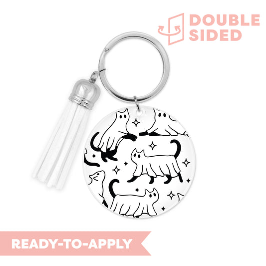 [ Double Sided ] Circle UV DTF Decal | Ghost Kittens
