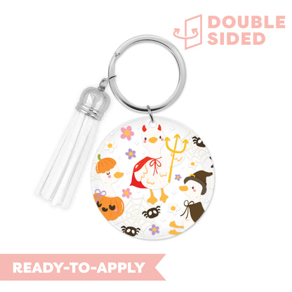 [ Double Sided ] Circle UV DTF Decal | Halloween Duckie