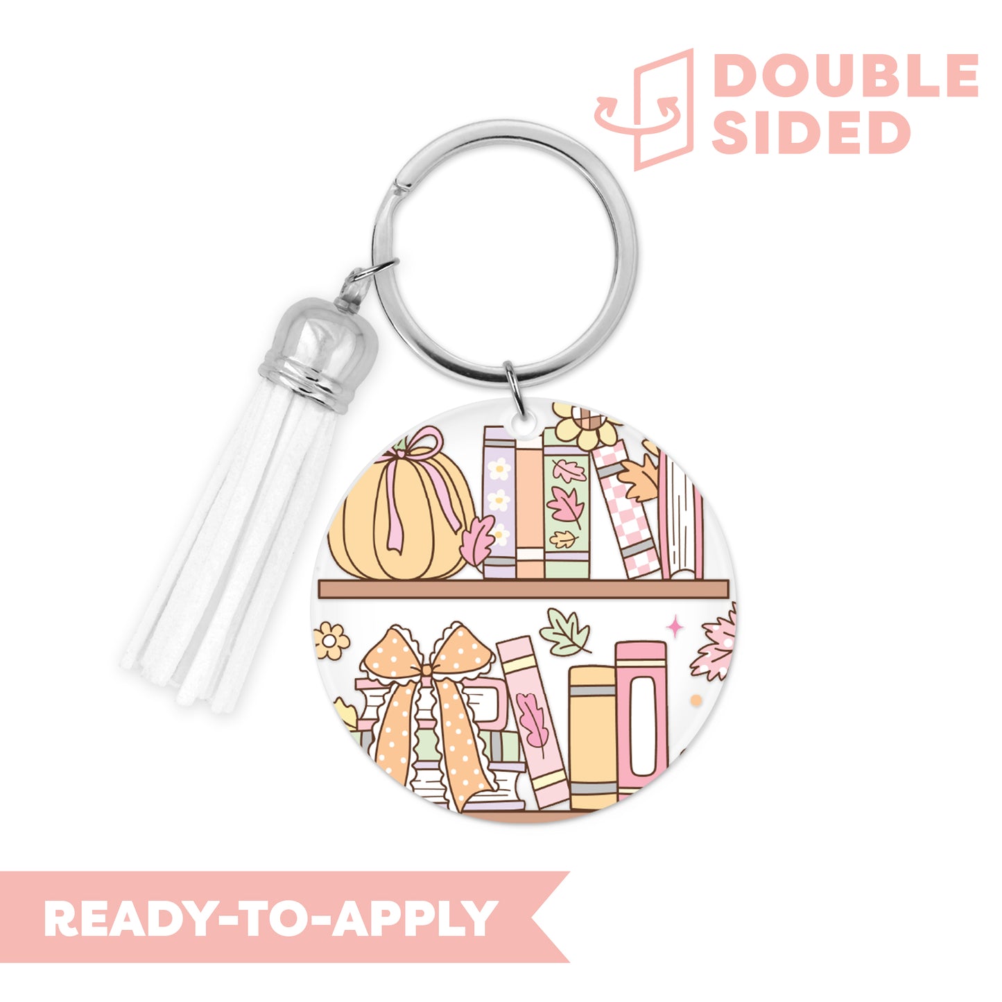 [ Double Sided ] Circle UV DTF Decal | Pumpkin Bookshelf