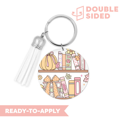[ Double Sided ] Circle UV DTF Decal | Pumpkin Bookshelf
