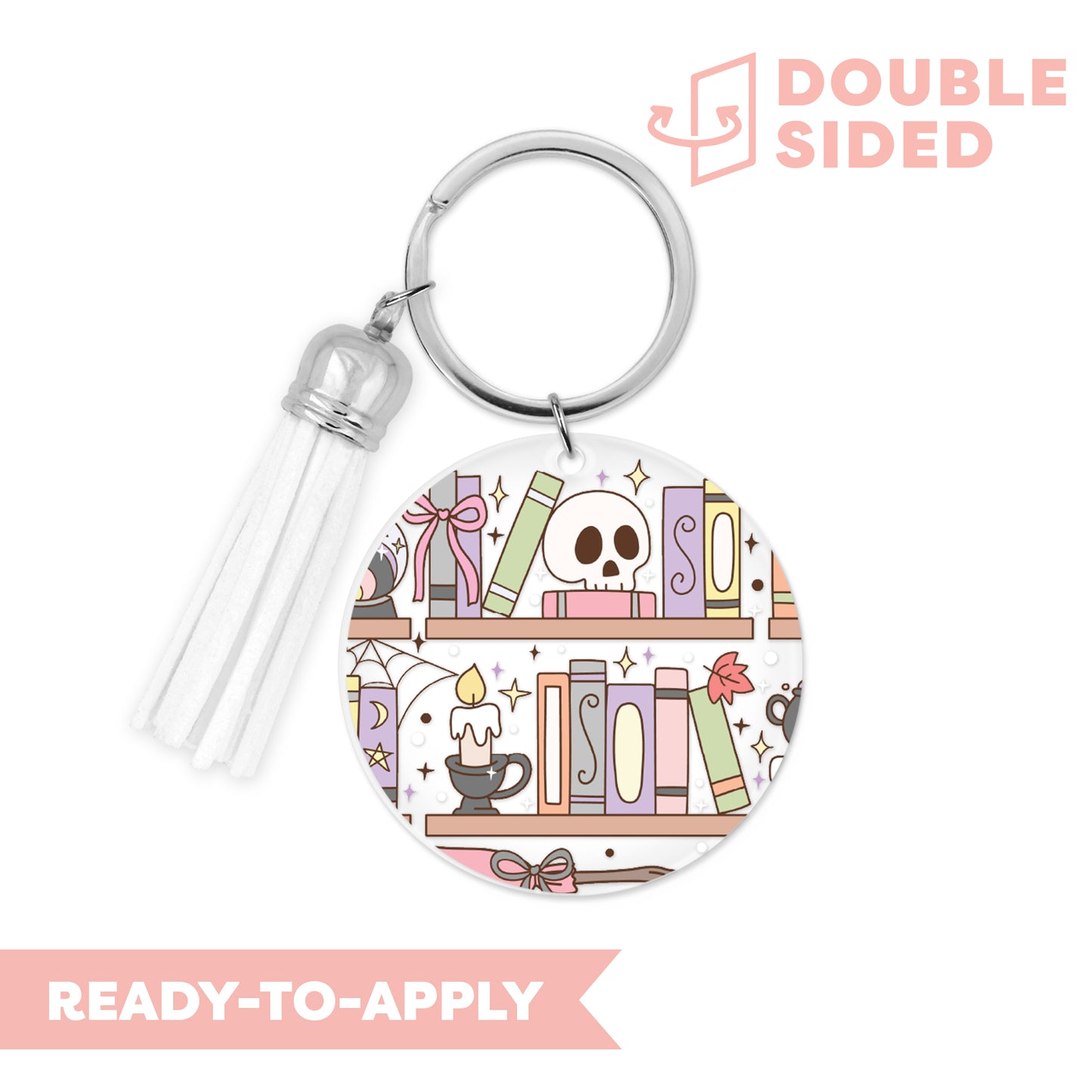 [ Double Sided ] Circle UV DTF Decal | Halloween Bookshelf