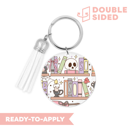 [ Double Sided ] Circle UV DTF Decal | Halloween Bookshelf