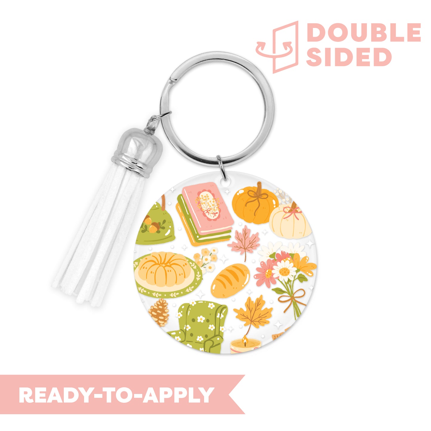 [ Double Sided ] Circle UV DTF Decal | Cozy Fall Reading Time