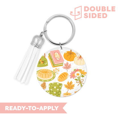 [ Double Sided ] Circle UV DTF Decal | Cozy Fall Reading Time