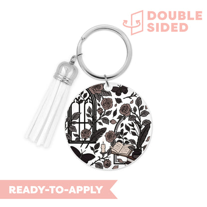 [ Double Sided ] Circle UV DTF Decal | Rose Academia Romance