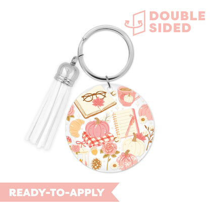 [ Double Sided ] Circle UV DTF Decal | Cozy Blush Pumpkin