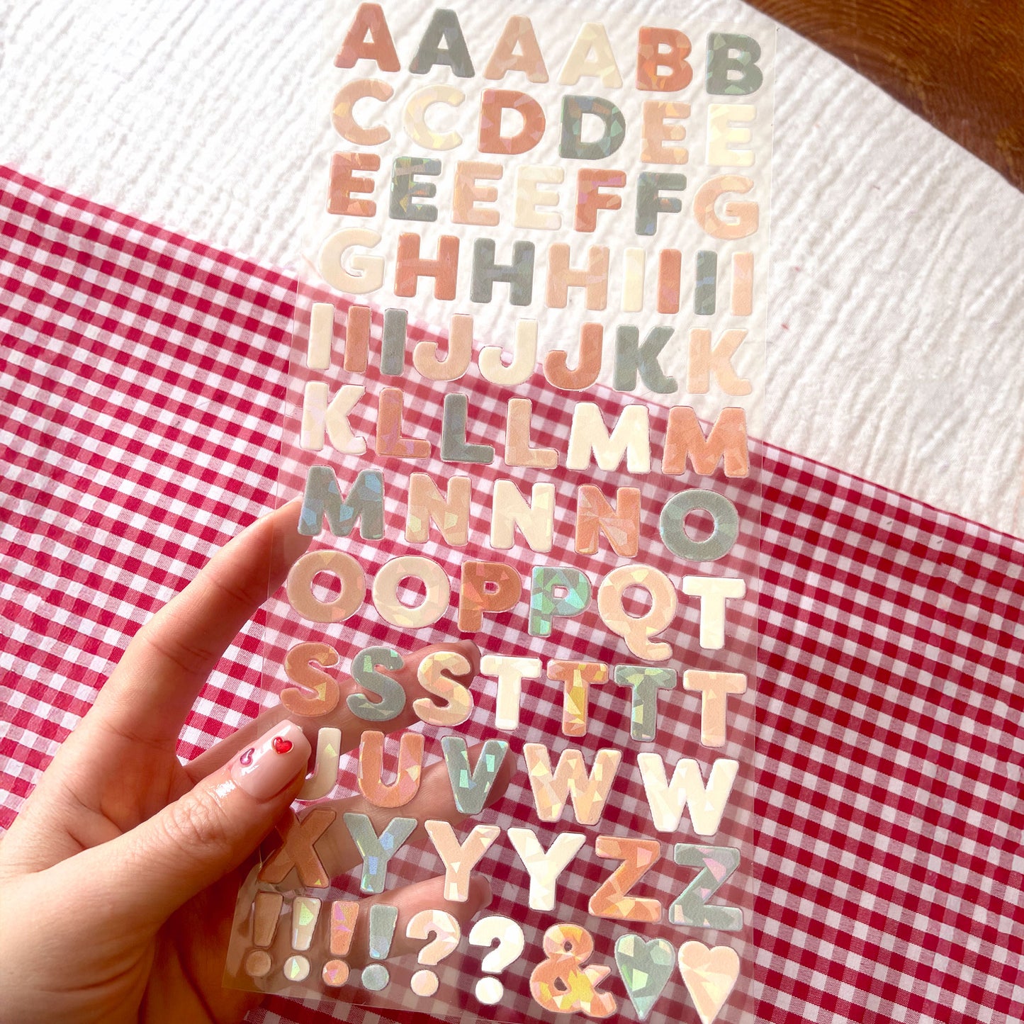 [ Single Sided ] Holographic Letter Sticker Sheet | Bubble Letters