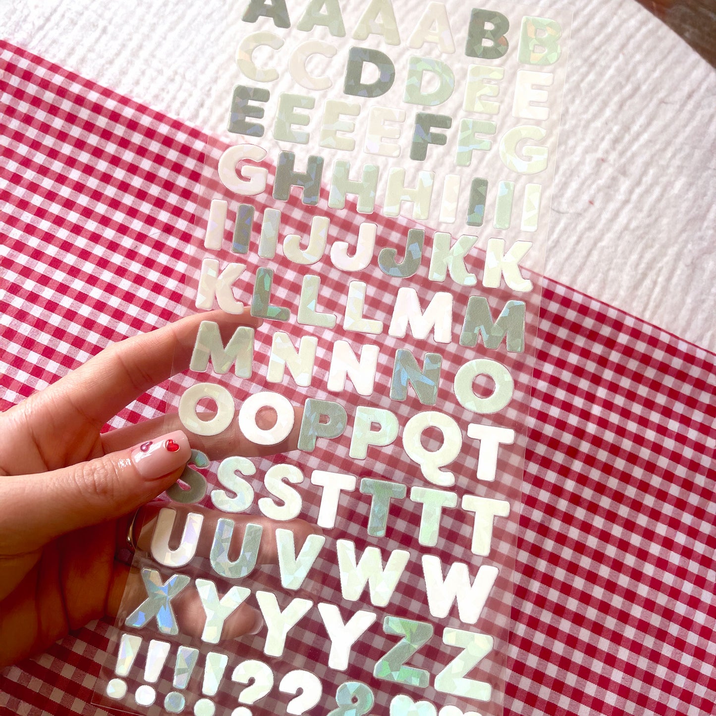 [ Single Sided ] Holographic Letter Sticker Sheet | Bubble Letters