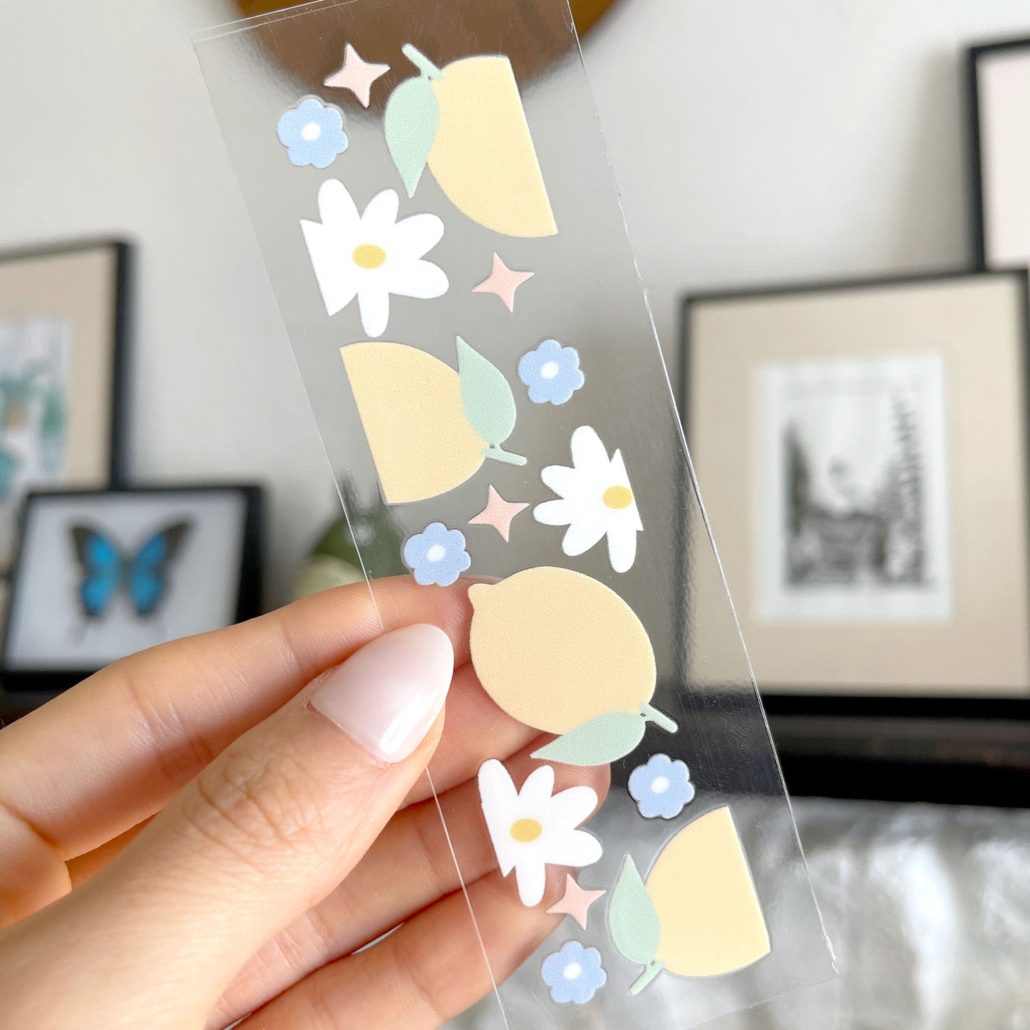 Bookmark UV DTF Decal | Floral Lemon design for DIY Bookmark