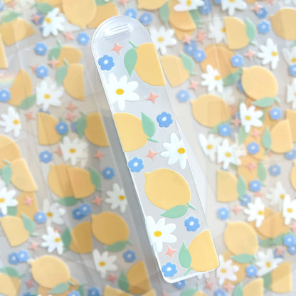 Bookmark UV DTF Decal | Floral Lemon design for DIY Bookmark