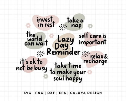 FREE Lazy Day Reminder SVG | Self Care Affirmation SVG