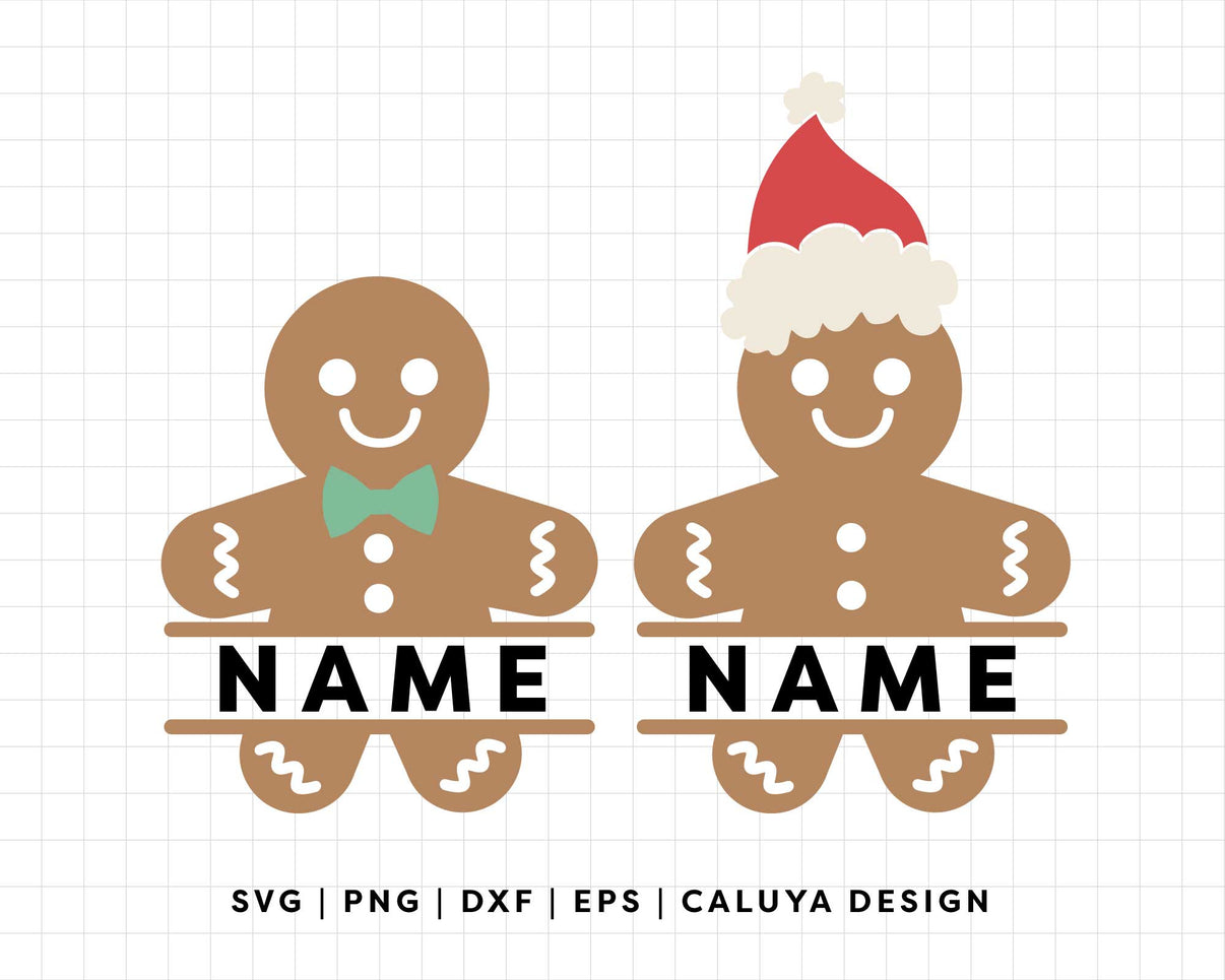 FREE Gingerbread Man Monogram SVG | Holiday Monogram SVG – Caluya Design